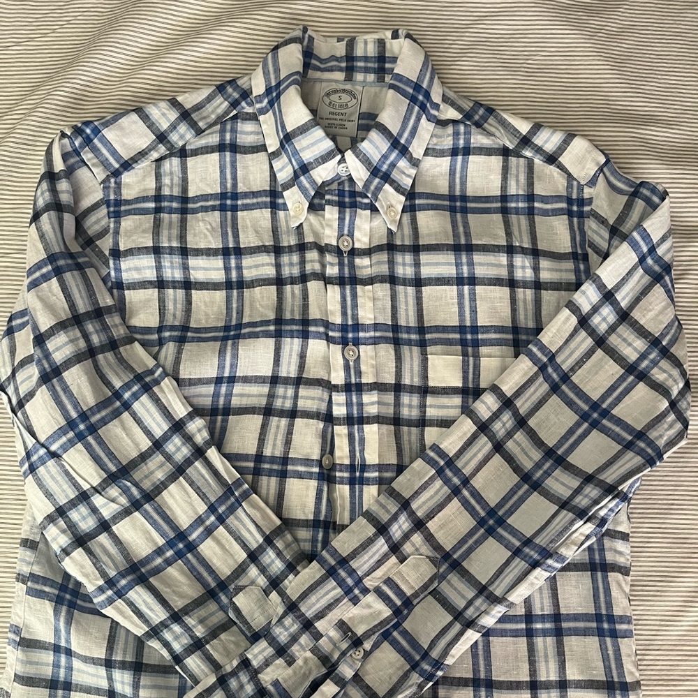 Brooks Brothers Plaid Baird McNutt Linen Shirt